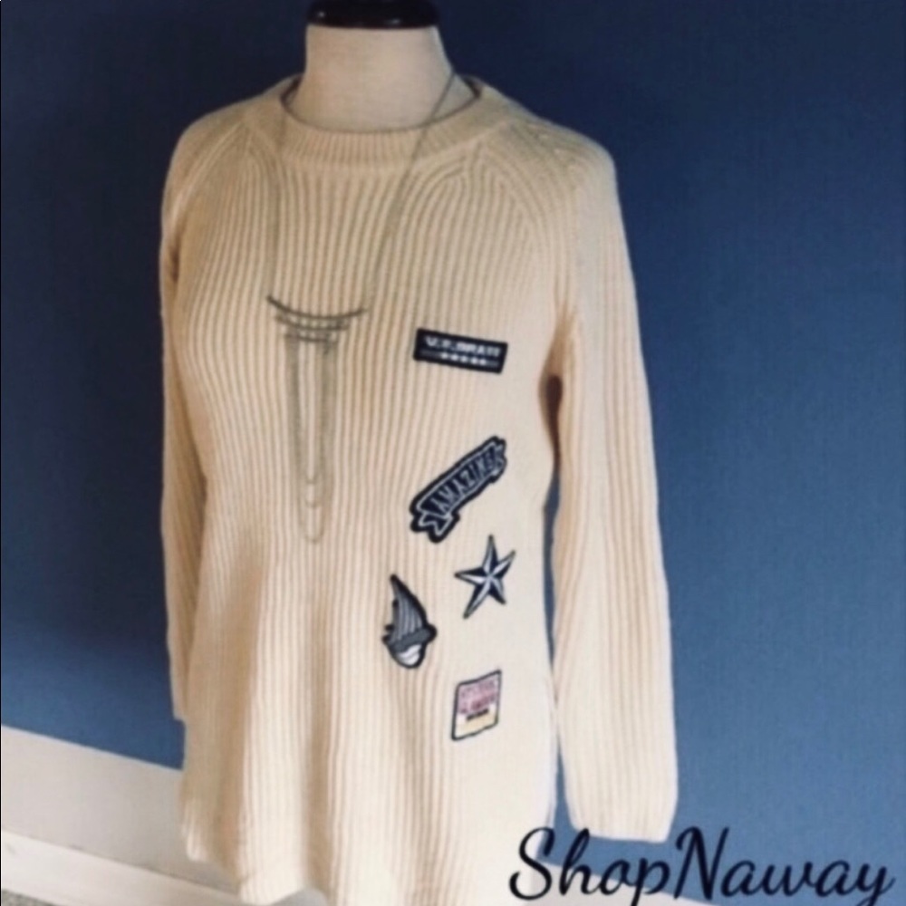 Cream Sweater w/Patches
